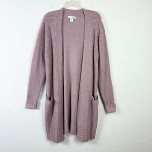 London Kaye Dusty Pink Knitted Open Front Long Duster Cardigan Sweater Size L